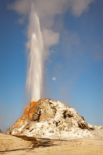 White Dome Geyser and Moon, Yellowstone National Park, Wyoming